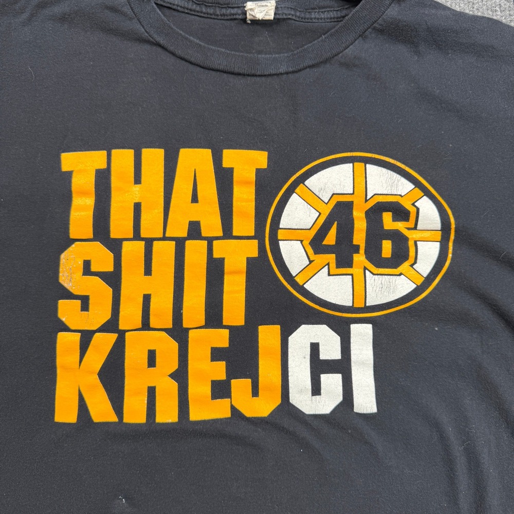Boston Bruins Anvil T Shirt Men XL Black Graphic NHL That Shit Kredjci David 46 - Picture 4 of 10